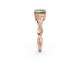 Rose gold Fancy Green Princess  Cut Diamond Twisted Band Engagement Ring with Prong Setting_5