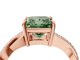 Rose gold Fancy Green Princess  Cut Diamond Twisted Band Engagement Ring with Prong Setting_7
