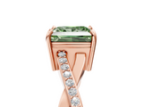 Rose gold Fancy Green Princess  Cut Diamond Twisted Band Engagement Ring with Prong Setting_8