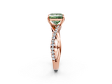 Rose gold Fancy Green Princess  Cut Diamond Twisted Band with Pavé Setting and Four-Prong Setting_2