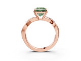 Rose gold Fancy Green Princess  Cut Diamond Twisted Band with Pavé Setting and Four-Prong Setting_3