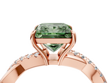 Rose gold Fancy Green Princess  Cut Diamond Twisted Band with Pavé Setting and Four-Prong Setting_4