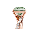 Rose gold Fancy Green Princess  Cut Diamond Twisted Band with Pavé Setting and Four-Prong Setting_5