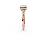 Rose gold Fancy Green Princess  Cut Diamond Vine Band with Four-Prong Setting_2