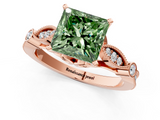 Rose gold Fancy Green Princess  Cut Diamond with Milgrain Marquise and Bezel Accents on a Solitaire Band with Prong Setting_1