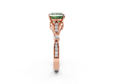 Rose gold Fancy Green Princess  Cut Diamond with Milgrain Marquise and Bezel Accents on a Solitaire Band with Prong Setting_2