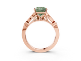 Rose gold Fancy Green Princess  Cut Diamond with Milgrain Marquise and Bezel Accents on a Solitaire Band with Prong Setting_3