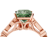 Rose gold Fancy Green Princess  Cut Diamond with Milgrain Marquise and Bezel Accents on a Solitaire Band with Prong Setting_4