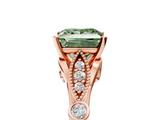 Rose gold Fancy Green Princess  Cut Diamond with Milgrain Marquise and Bezel Accents on a Solitaire Band with Prong Setting_5