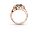 Rose gold Fancy Green Princess  Cut Double Halo Diamond Engagement Ring with Pave Band and Four-Prong Setting_46