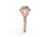 Rose gold Fancy Green Princess  Cut Double Halo Split Shank Diamond Ring with Prong Setting_31