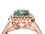 Rose gold Fancy Green Princess  Cut Double Halo Split Shank Diamond Ring with Prong Setting_33