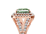Rose gold Fancy Green Princess  Cut Double Halo Split Shank Diamond Ring with Prong Setting_34