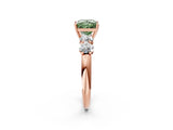 Rose gold Fancy Green Princess  Cut Five-Stone Prong Set Diamond Ring with Classic Band_36