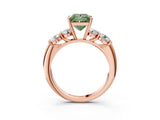 Rose gold Fancy Green Princess  Cut Five-Stone Prong Set Diamond Ring with Classic Band_37