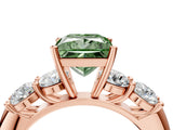 Rose gold Fancy Green Princess  Cut Five-Stone Prong Set Diamond Ring with Classic Band_38