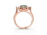 Rose gold Fancy Green Princess Cut Halo Diamond Cluster Ring with Marquise and Round Stones on a White Gold Band with Prong Setting_3