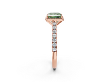Rose gold Fancy Green Princess  Cut Halo Diamond Engagement Ring with Pave Band and Four-Prong Setting_2