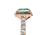 Rose gold Fancy Green Princess  Cut Halo Diamond Engagement Ring with Pave Band and Four-Prong Setting_5
