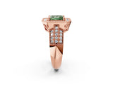 Rose gold Fancy Green Princess Cut Halo Diamond Engagement Ring with Pave Split Shank and Four-Prong Setting_14