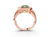Rose gold Fancy Green Princess Cut Halo Diamond Engagement Ring with Pave Split Shank and Four-Prong Setting_15