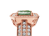 Rose gold Fancy Green Princess Cut Halo Diamond Engagement Ring with Pave Split Shank and Four-Prong Setting_17