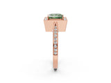 Rose gold Fancy Green Princess Cut Halo Diamond Engagement Ring with Split Shank Band and Four-Prong Setting_2