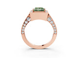 Rose gold Fancy Green Princess Cut Halo Diamond Engagement Ring with Split Shank Band and Four-Prong Setting_3