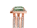Rose gold Fancy Green Princess  Cut Halo Diamond Engagement Ring with Split Shank and Four-Prong Setting_5