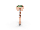 Rose gold Fancy Green Princess  Cut Halo Diamond Pave Band Ring with Four-Prong Setting_2