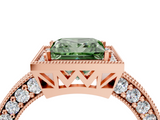 Rose gold Fancy Green Princess  Cut Halo Diamond Pave Band Ring with Four-Prong Setting_4