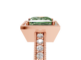 Rose gold Fancy Green Princess  Cut Halo Diamond Pave Band Ring with Four-Prong Setting_5