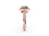 Rose gold Fancy Green Princess  Cut Halo Diamond Pave Band with Four-Prong Setting_2