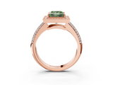 Rose gold Fancy Green Princess  Cut Halo Diamond Pave Band with Four-Prong Setting_3