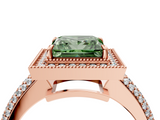Rose gold Fancy Green Princess  Cut Halo Diamond Pave Band with Four-Prong Setting_4