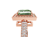 Rose gold Fancy Green Princess  Cut Halo Diamond Pave Band with Four-Prong Setting_5