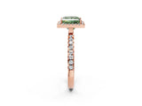 Rose gold Fancy Green Princess Cut Halo Diamond Pave Band with Prong Setting_2