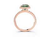 Rose gold Fancy Green Princess Cut Halo Diamond Pave Band with Prong Setting_3