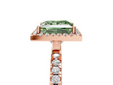 Rose gold Fancy Green Princess Cut Halo Diamond Pave Band with Prong Setting_5