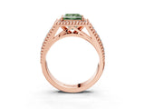 Rose gold Fancy Green Princess Cut Halo Diamond Ring with Beaded Split Shank and Four-Prong Setting_3