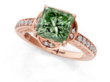Rose gold Fancy Green Princess  Cut Halo Diamond Ring with Channel Set Band and Four-Prong Setting_31