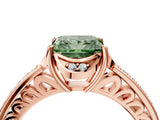 Rose gold Fancy Green Princess  Cut Halo Diamond Ring with Channel Set Band and Four-Prong Setting_34