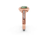 Rose gold Fancy Green Princess  Cut Halo Diamond Ring with Pavé Band and Four-Prong Setting_32