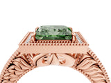 Rose gold Fancy Green Princess  Cut Halo Diamond Ring with Pavé Band and Four-Prong Setting_34