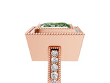 Rose gold Fancy Green Princess  Cut Halo Diamond Ring with Pavé Band and Milgrain Prong Setting_37