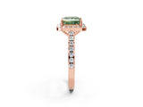 Rose gold Fancy Green Princess Cut Halo Diamond Ring with Pavé Band and Three-Prong Setting_2