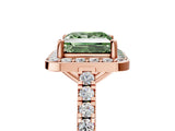 Rose gold Fancy Green Princess Cut Halo Diamond Ring with Pavé Band and Three-Prong Setting_5
