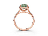 Rose gold Fancy Green Princess Cut Halo Diamond Ring with Pavé Band_3
