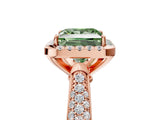 Rose gold Fancy Green Princess Cut Halo Diamond Ring with Pavé Band_5