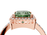 Rose gold Fancy Green Princess  Cut Halo Diamond Ring with Pave Band and Four-Prong Setting_4
